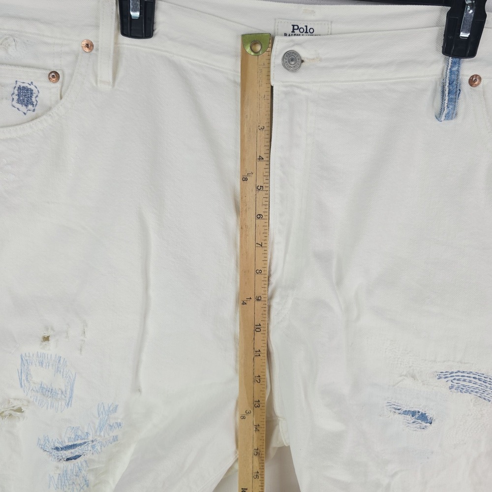 Polo Ralph Lauren Hampton Relaxed Straight White Denim Distressed Shorts Size 46 - Picture 8 of 16